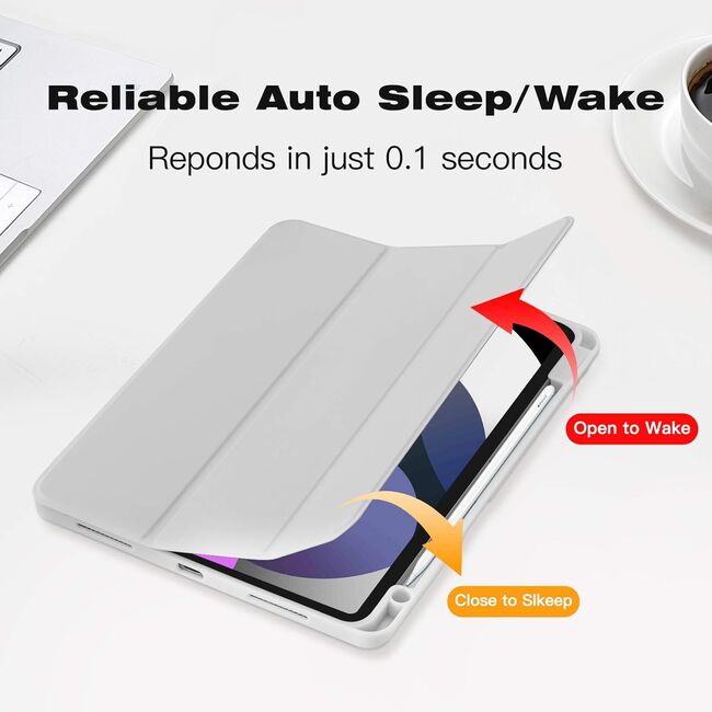 Husa pentru Apple iPad Air 11 2024 / 2025​ M2, M3 cu functie wake-up/sleep si compartiment pentru Apple Pen, tip stand, space grey