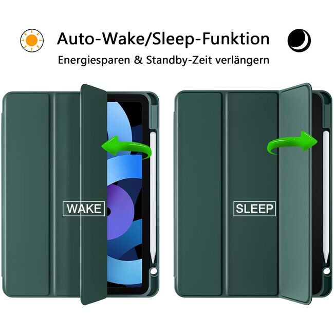 Husa pentru Apple iPad Air 11 2024 / 2025​ M2, M3 cu functie wake-up/sleep si compartiment pentru Apple Pen, tip stand, verde inchis
