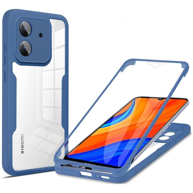 Pachet 360: Husa cu folie integrata pentru Xiaomi Redmi 13C 4G Cover360 fata / spate - blue