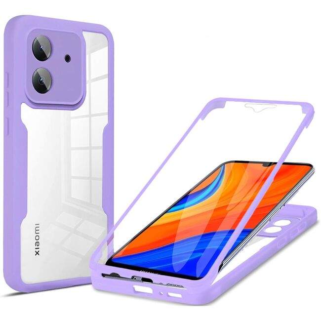 Pachet 360: Husa cu folie integrata pentru Xiaomi Redmi 13C 4G Cover360 fata / spate - mov