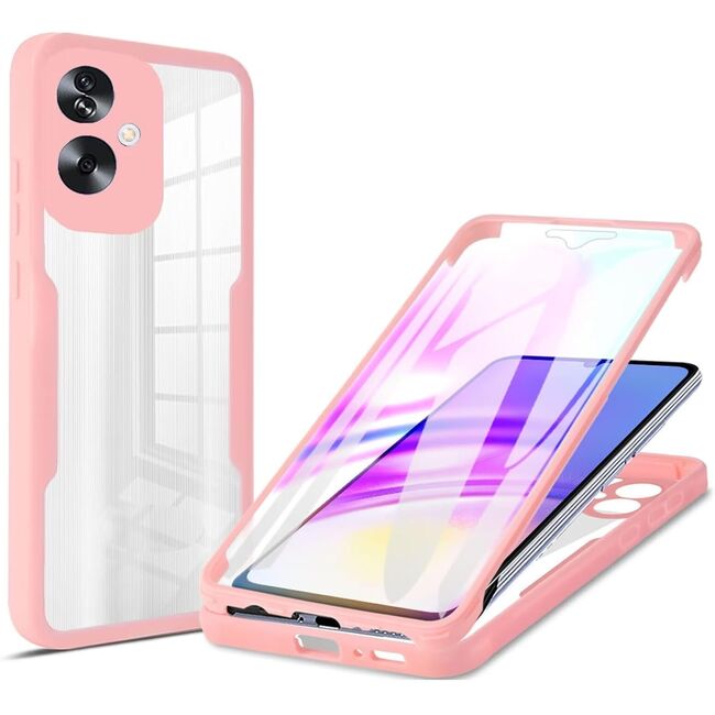 Pachet 360: Husa cu folie integrata pentru Oppo A79 Cover360 fata / spate - roz