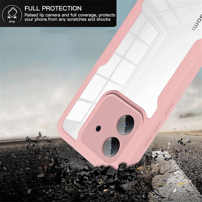 Pachet 360: Husa cu folie integrata pentru Xiaomi Redmi 13C 4G Cover360 fata / spate - roz