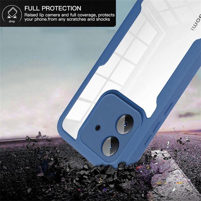 Pachet 360: Husa cu folie integrata pentru Xiaomi Redmi 13C 4G Cover360 fata / spate - blue