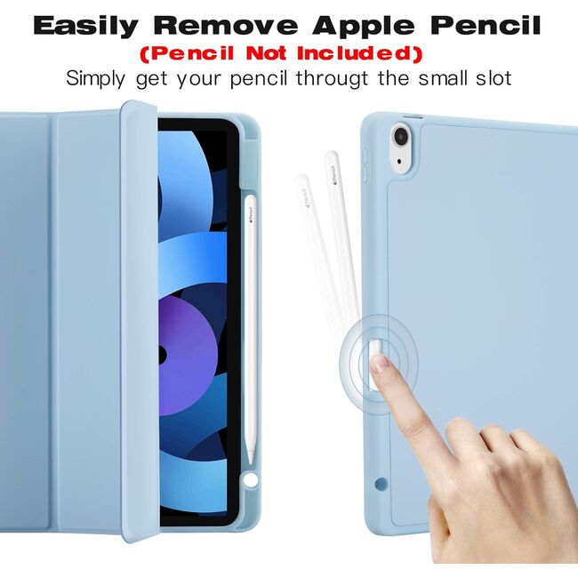 Husa pentru Apple iPad Air 11 2024 / 2025​ M2, M3 cu functie wake-up/sleep si compartiment pentru Apple Pen, tip stand, sky blue