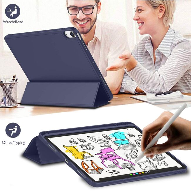 Husa Apple iPad Air 11 2024 / 2025​ M2, M3 cu functie wake-up/sleep si compartiment pentru Apple Pen, navy blue