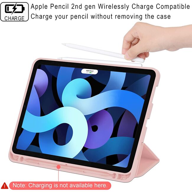 Husa Apple iPad Air 11 2024 / 2025​ M2, M3 cu functie wake-up/sleep si compartiment pentru Apple Pen, rose gold