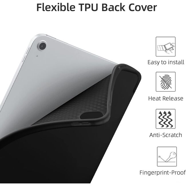 Husa pentru Apple iPad Air 11 2024 / 2025​ M2, M3 cu functie wake-up/sleep si compartiment pentru Apple Pen, tip stand, negru