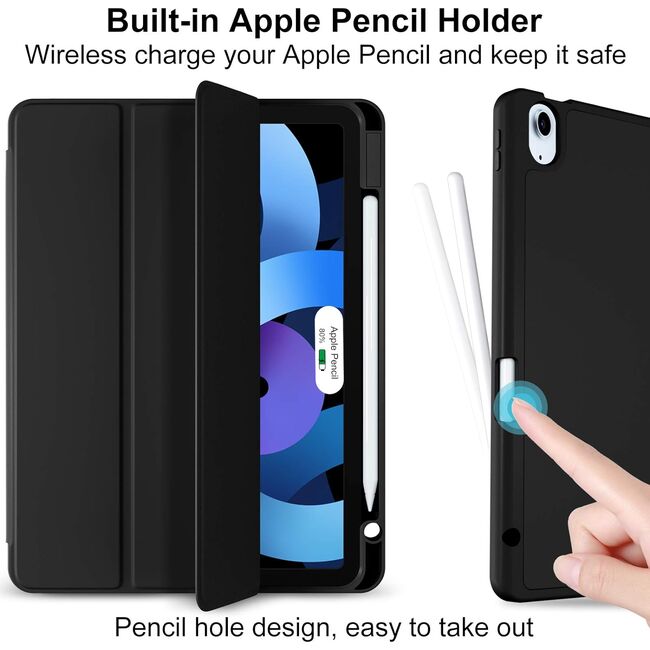 Husa pentru Apple iPad Air 11 2024 / 2025​ M2, M3 cu functie wake-up/sleep si compartiment pentru Apple Pen, tip stand, negru