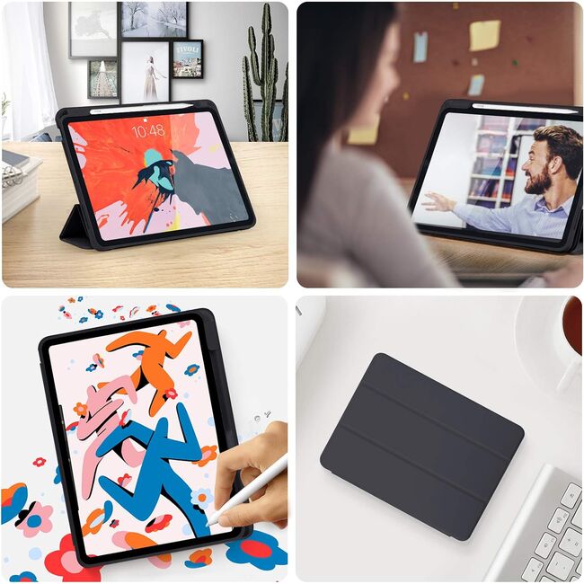 Husa pentru Apple iPad Air 11 2024 / 2025​ M2, M3 cu functie wake-up/sleep si compartiment pentru Apple Pen, tip stand, negru