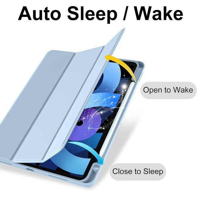 Husa pentru Apple iPad Air 11" (2024) cu functie wake-up/sleep si compartiment pentru Apple Pen, tip stand, sky blue
