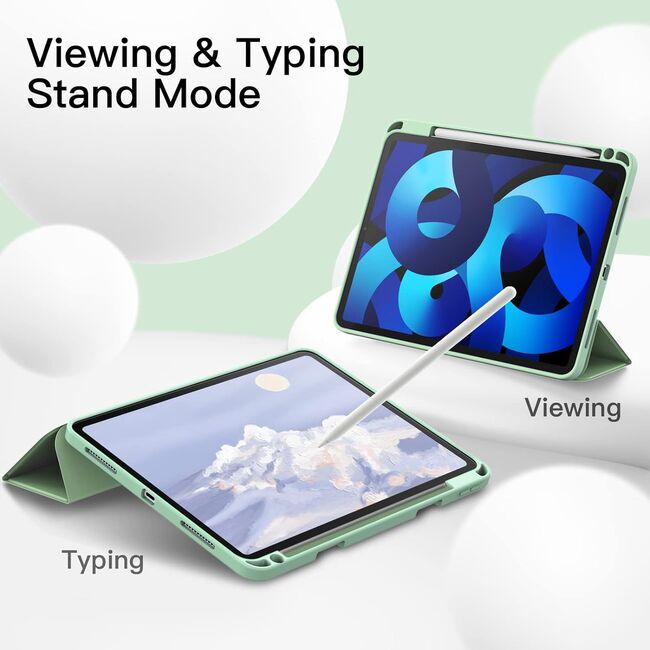 Husa pentru Apple iPad Air 11 2024 / 2025​ M2, M3 cu functie wake-up/sleep si compartiment pentru Apple Pen, tip stand, verde deschis