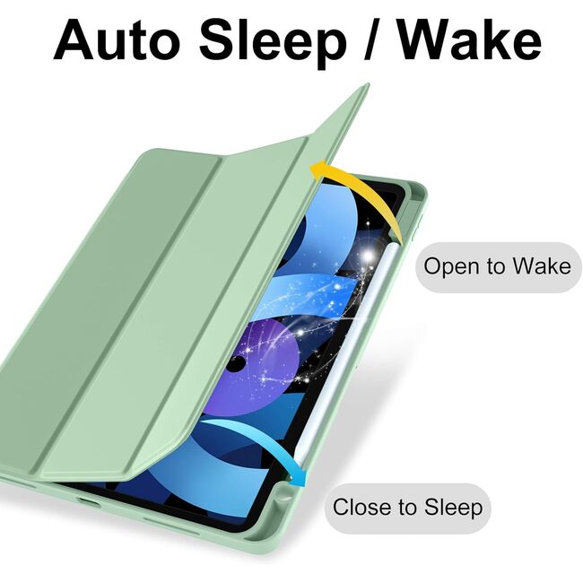 Husa pentru Apple iPad Air 11 2024 / 2025​ M2, M3 cu functie wake-up/sleep si compartiment pentru Apple Pen, tip stand, verde deschis