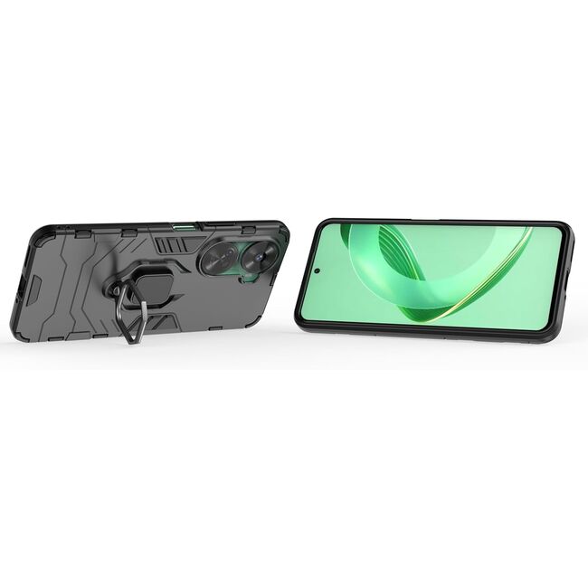 Husa pentru Huawei Nova 12 SE cu inel Armor Kickstand Tough Rugged Cover, negru
