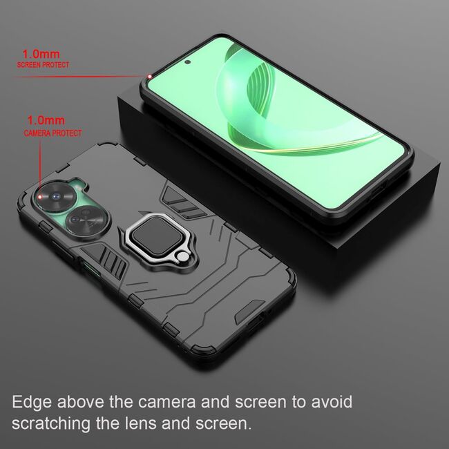 Husa pentru Huawei Nova 12 SE cu inel Armor Kickstand Tough Rugged Cover, negru