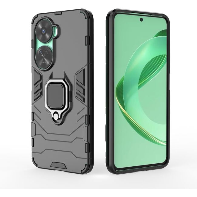 Husa pentru Huawei Nova 12 SE cu inel Armor Kickstand Tough Rugged Cover, negru