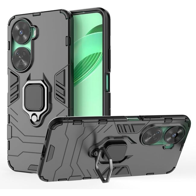 Husa pentru Huawei Nova 12 SE cu inel Armor Kickstand Tough Rugged Cover, negru