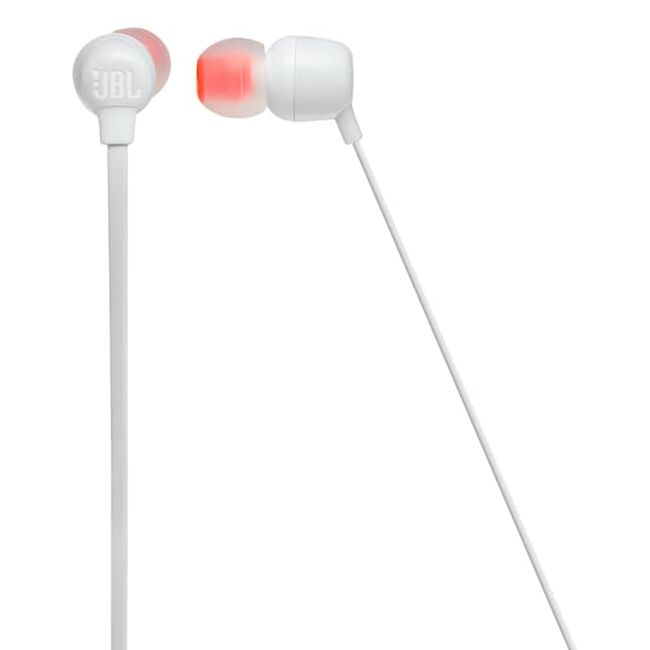 Casti sport in-ear Bluetooth cu microfon si bass JBL Tune 115BT, alb
