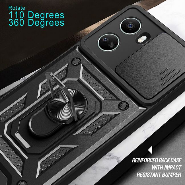 Husa pentru Huawei Nova 12 SE cu inel Ring Armor Kickstand Tough, protectie camera - blue