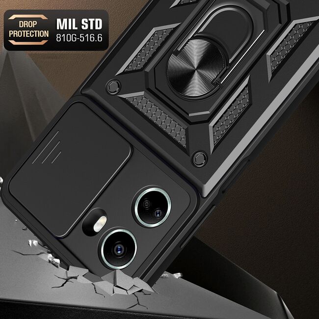 Husa pentru Huawei Nova 12 SE cu inel Ring Armor Kickstand Tough, protectie camera - verde