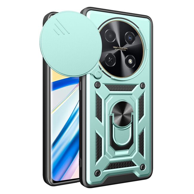 Husa pentru Huawei Nova 12i Ring Armor Kickstand Tough Rugged Cover cu protectie camera - verde