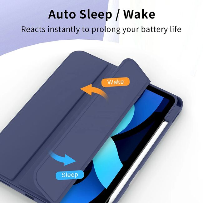 Husa pentru Apple iPad Air 11 2024 / 2025​ M2, M3 cu functie wake-up/sleep si compartiment pentru Apple Pen, tip stand, navy blue