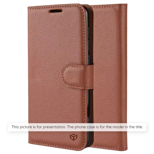 Husa pentru Motorola Edge 50 Pro Wallet tip carte, maro