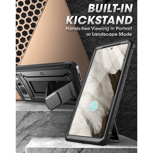 Pachet 360: Husa cu folie integrata Google Pixel 8a Supcase Unicorn Beetle Pro, negru