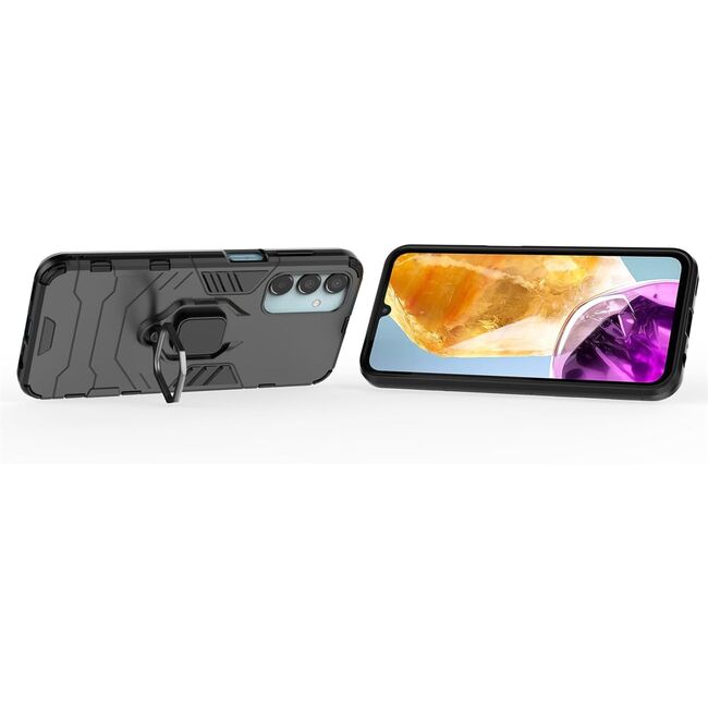 Husa pentru Samsung Galaxy M15 cu inel Armor Kickstand Tough Rugged Cover, negru