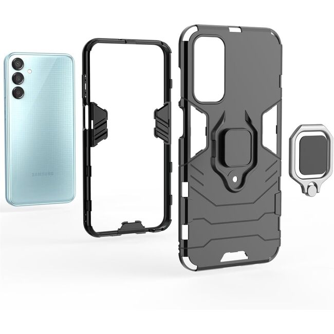 Husa pentru Samsung Galaxy M15 cu inel Armor Kickstand Tough Rugged Cover, negru