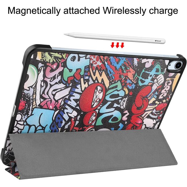 Husa pentru Apple iPad Air 11 2024 / 2025​ M2, M3, cu functie wake-up/sleep, tip stand, graffiti