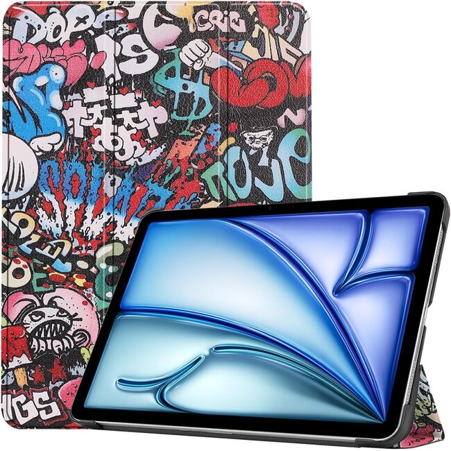 Husa pentru Apple iPad Air 11 2024 / 2025​ M2, M3, cu functie wake-up/sleep, tip stand, graffiti