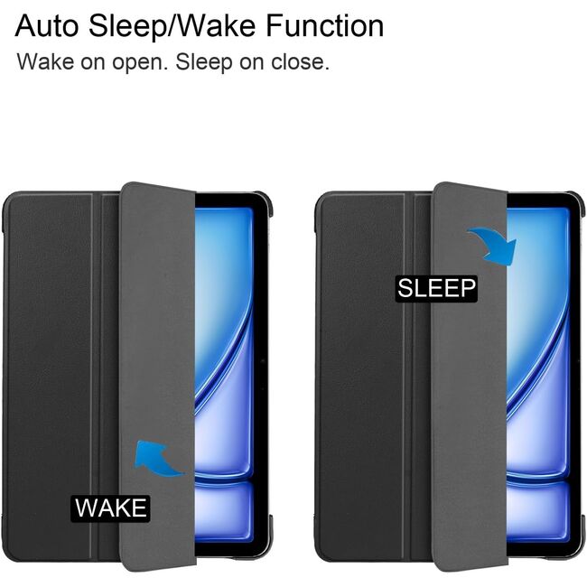 Husa pentru Apple iPad Air 11 2024 / 2025, cu functie wake-up/sleep, tip stand, negru