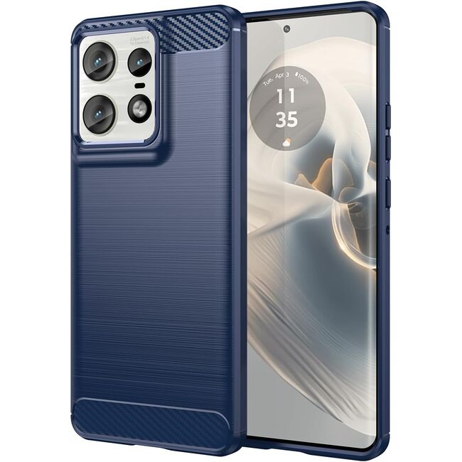 Husa pentru Motorola Edge 50 Pro Carbon Liquid Silicone, navy blue