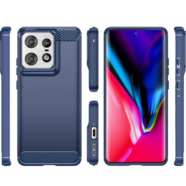 Husa pentru Motorola Edge 50 Pro Carbon Liquid Silicone, navy blue