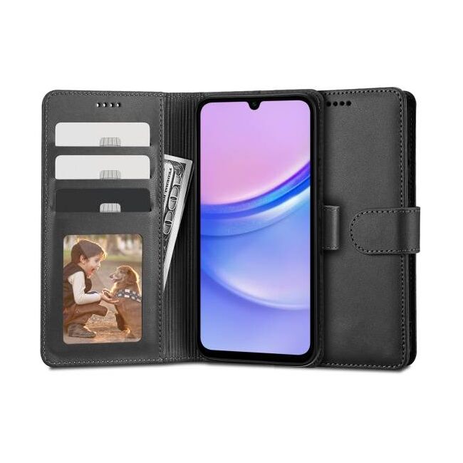 Husa pentru Samsung Galaxy A15 Wallet tip carte, negru