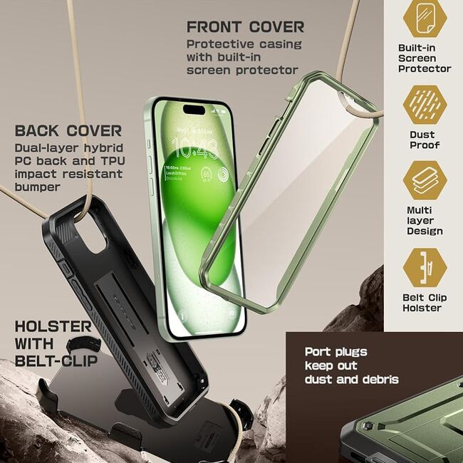 Husa iPhone 15 Supcase Unicorn Beetle Pro, verde