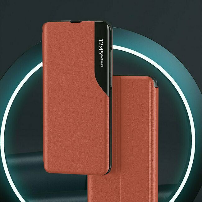 Husa Samsung Galaxy M55 Eco Leather View flip tip carte, portocaliu