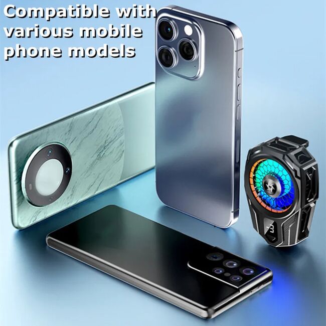 Cooler pentru racire telefon universal cu Display LED temperatura, racire rapida, silentios, 2 viteze, USB-C, negru