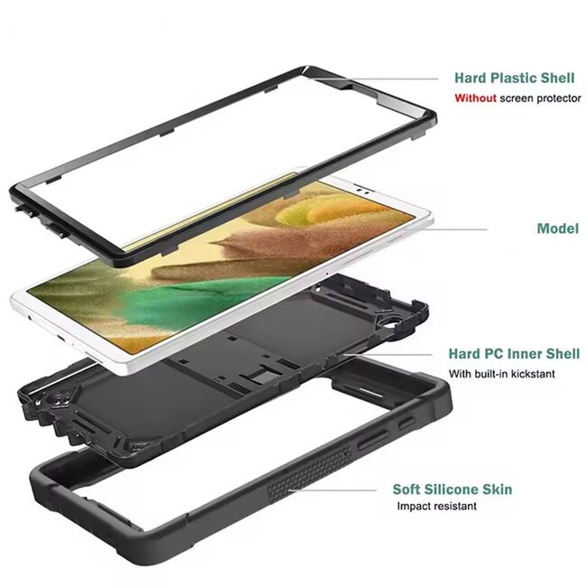 [Pachet 360°] Husa + folie din sticla sticla Samsung Galaxy Tab A7 10.4 2020 T500/T505 Techsuit Rugged TabShell, negru