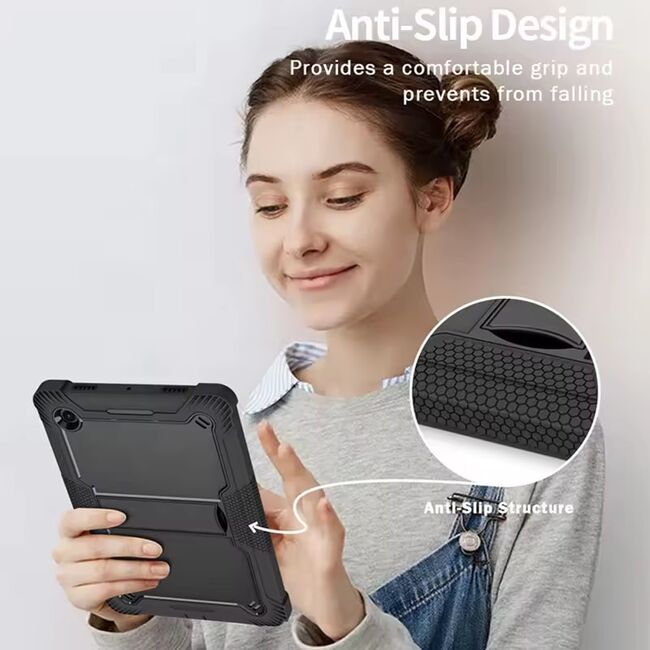 [Pachet 360°] Husa + folie din sticla pentru  Samsung Galaxy Tab A9 Plus Rugged Heavy Duty - roz