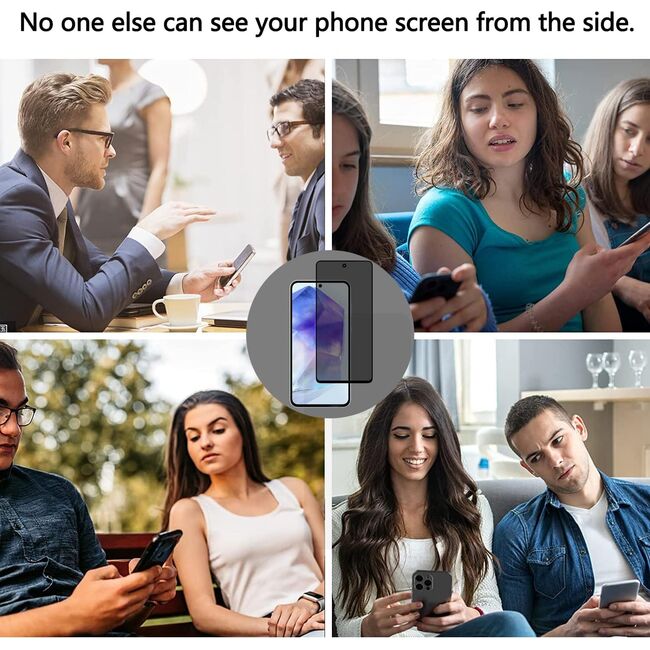 Folie din sticla privacy pentru Samsung Galaxy A55 GLASS PRO+, margini negre
