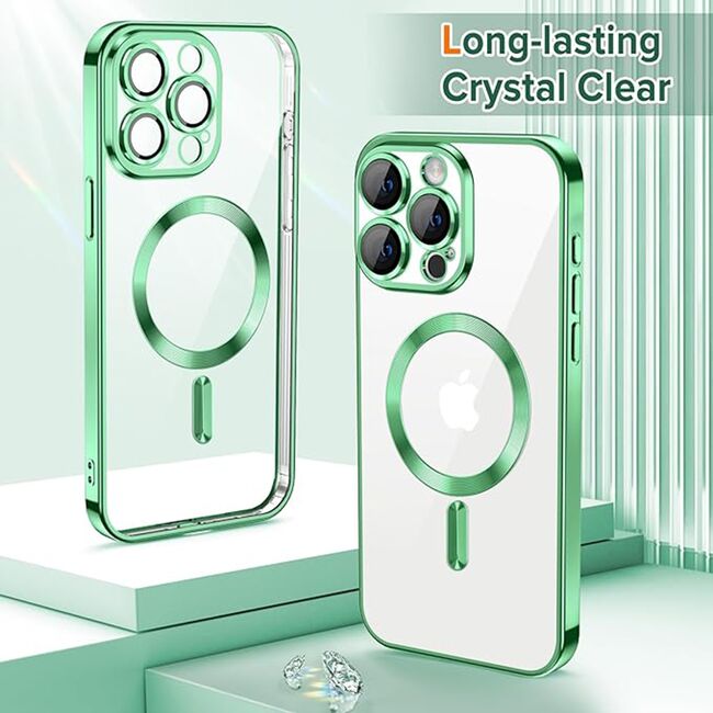 Husa pentru iPhone 15 Pro Max cu MagSafe si protectie pentru lentile anti-shock 1.5 mm - light green