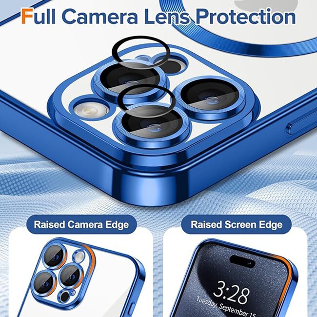 Husa pentru iPhone 15 Pro cu MagSafe si protectie pentru lentile anti-shock 1.5 mm - deep blue