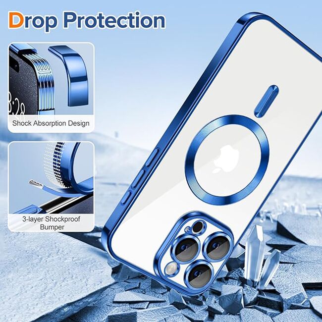 Husa pentru iPhone 15 Pro cu MagSafe si protectie pentru lentile anti-shock 1.5 mm - deep blue