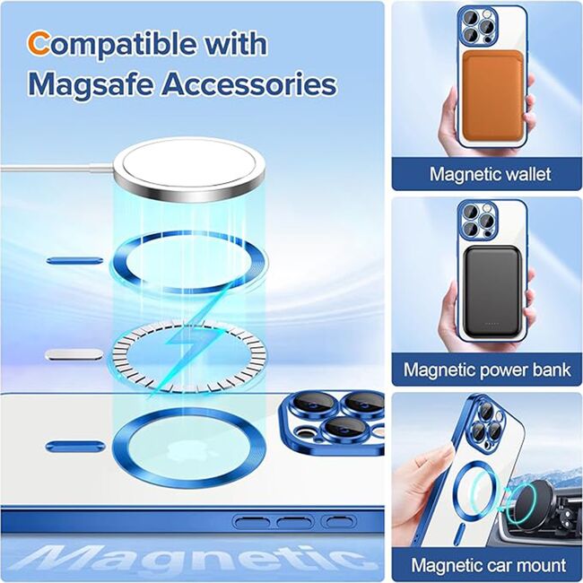 Husa pentru iPhone 15 Pro cu MagSafe si protectie pentru lentile anti-shock 1.5 mm - deep blue