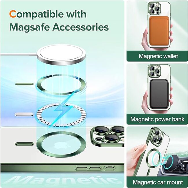 Husa pentru iPhone 15 Pro cu MagSafe si protectie pentru lentile anti-shock 1.5 mm - deep green