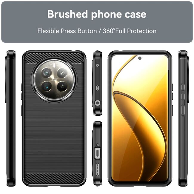 Husa pentru Realme 12+ Liquid Carbon Silicone, negru