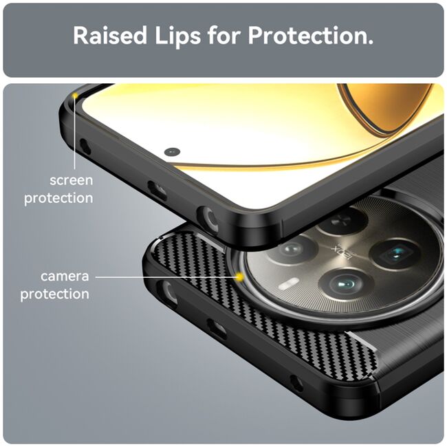 Husa pentru Realme 12+ Liquid Carbon Silicone, negru