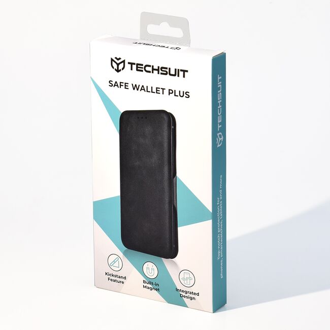 Husa 360° Realme 12+ Techsuit Safe Wallet Plus, negru