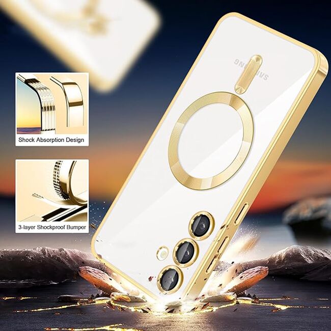 Husa pentru Samsung Galaxy S23 FE cu MagSafe si protectie pentru lentile anti-shock 1.5 mm - negru / transparent